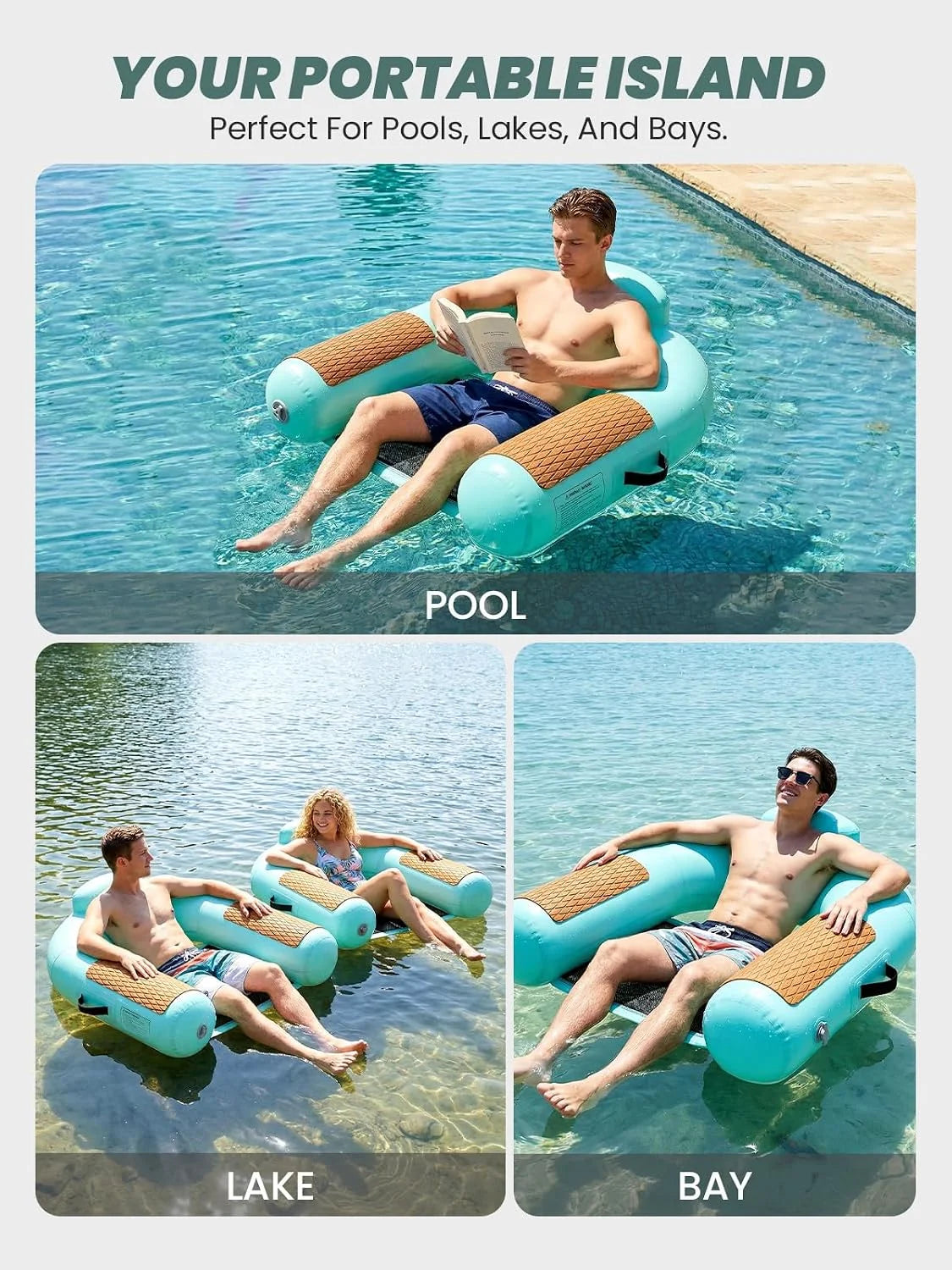 Special Zeraty Heavy Duty Double-Sided PVC Scrim Floating Chair Inflatable Pool Lounger for Adults, Premium Water Hammock - Image 8
