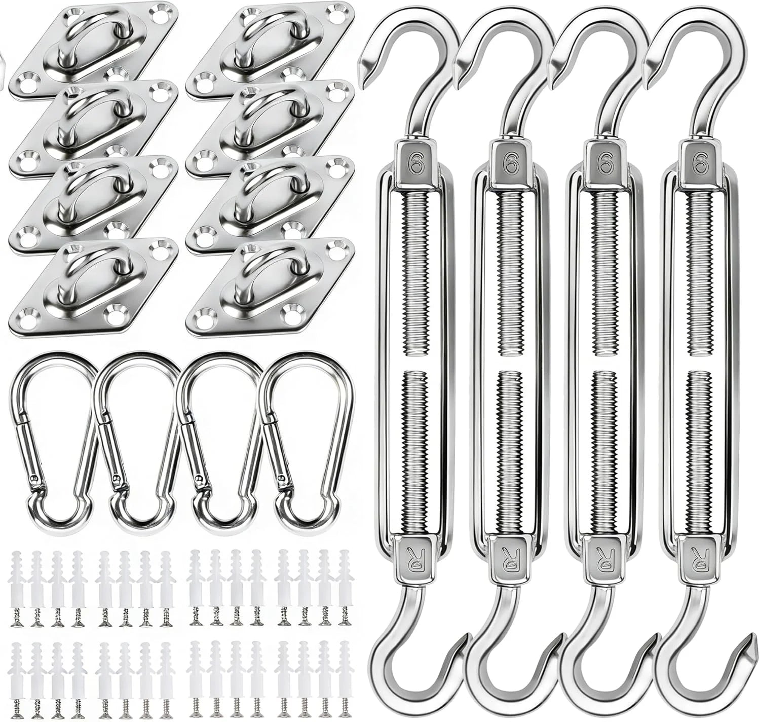 Special yofit 80Pcs Shade Sail Hardware Kit 6 inch for Triangle Rectangle Sun Shade - Image 2