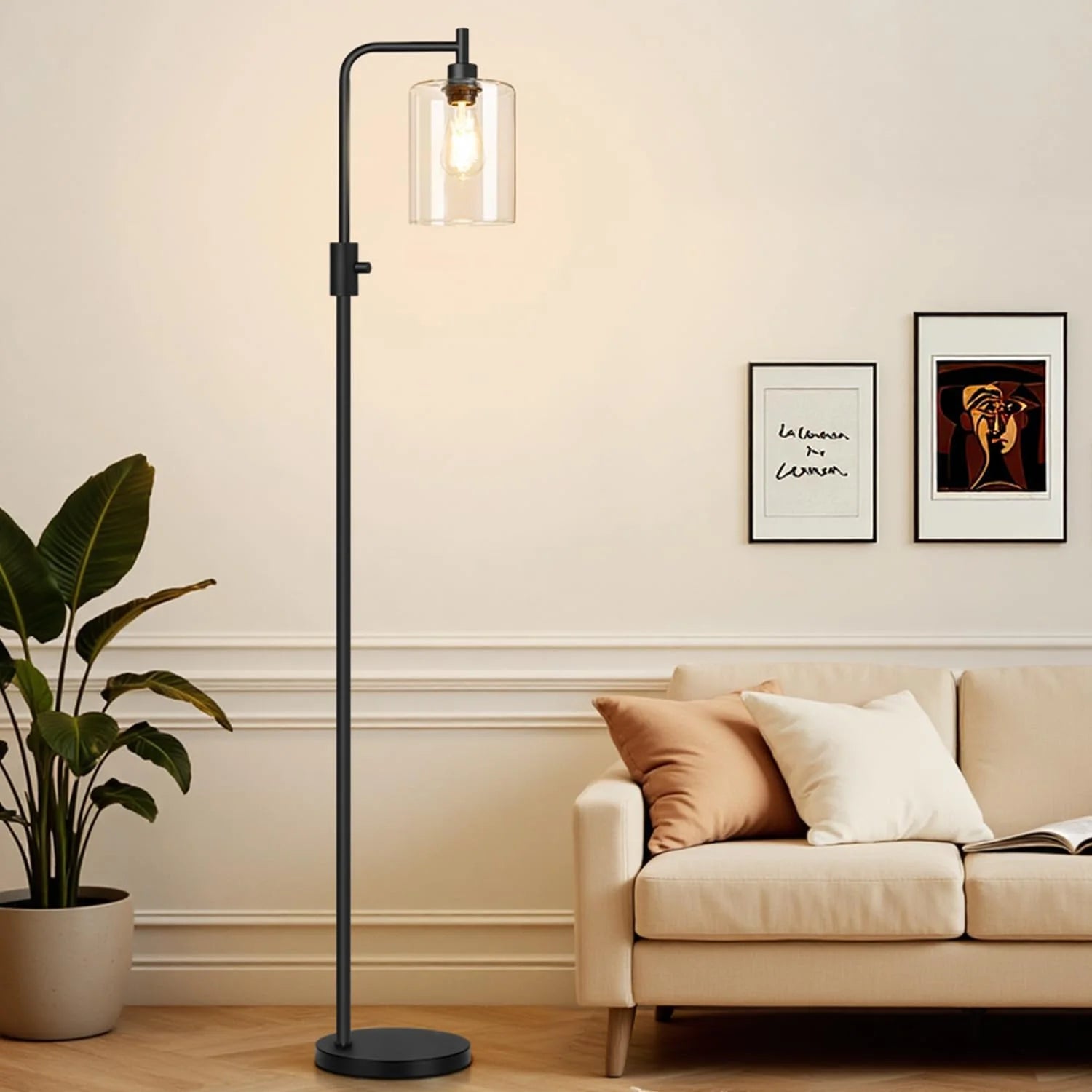 Special Dimmable Floor Lamp for Living Room with Clear Glass Lampshade, Bulb Included, 900LM, Arc Standing Tall Lamp for Bedroom - Image 15