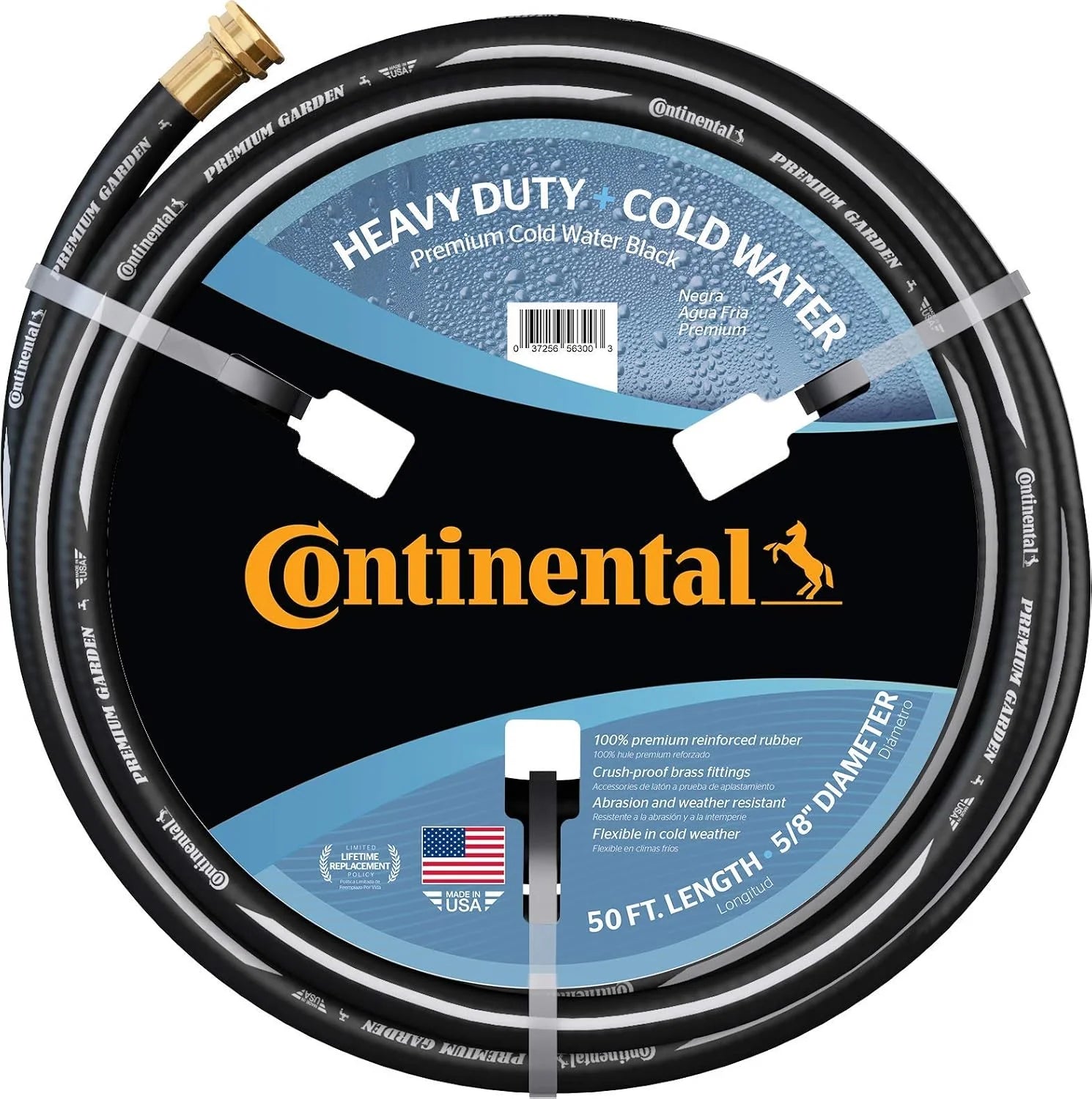 Special Continental Premium Garden Black Heavy Duty Cold Water Garden Hose, 5/8in Inside Diameter x 100ft Length