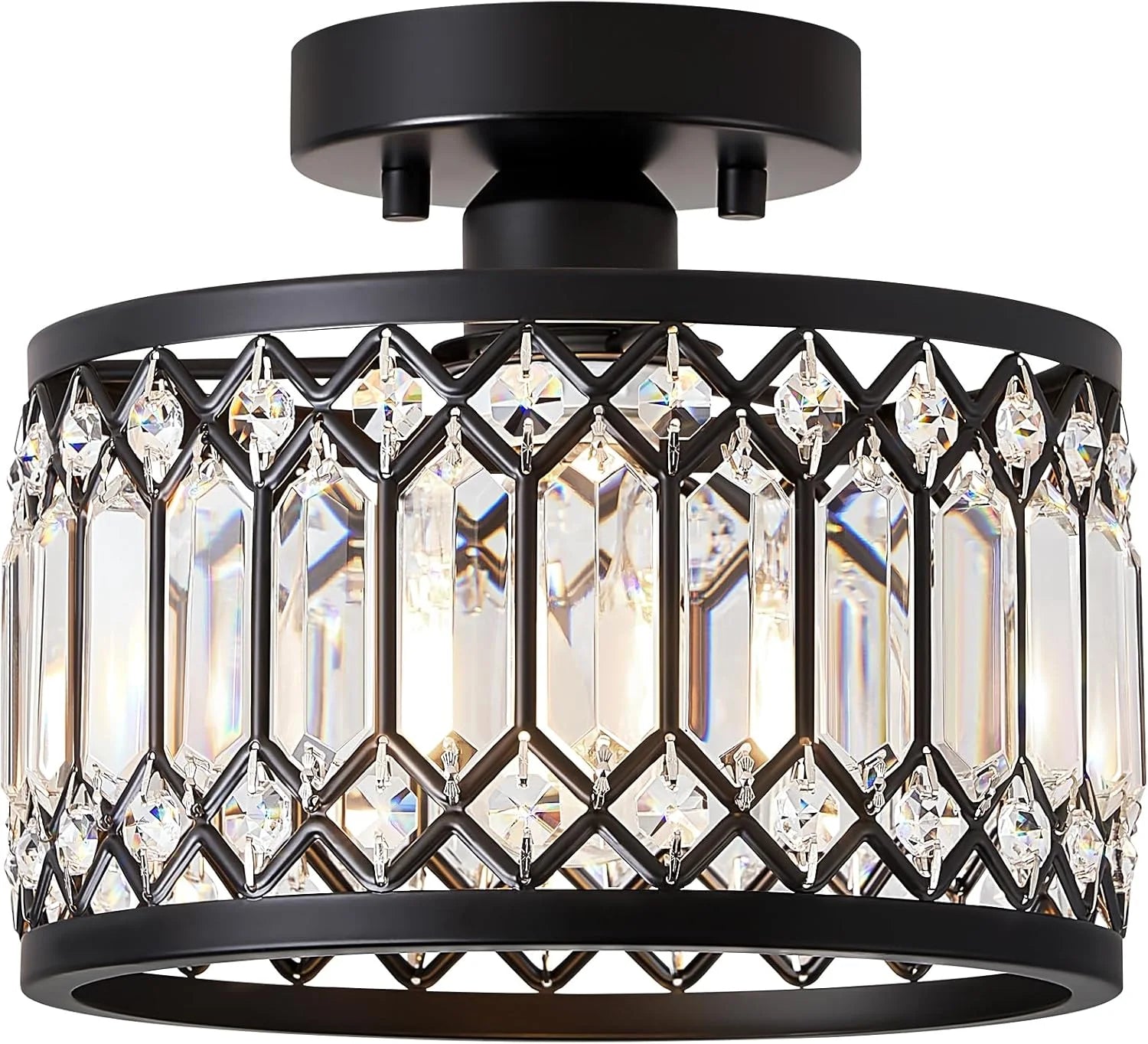 Special Crystal Black Ceiling Light, Modern Semi Flush Mount Ceiling Lighting Fixture - Image 3