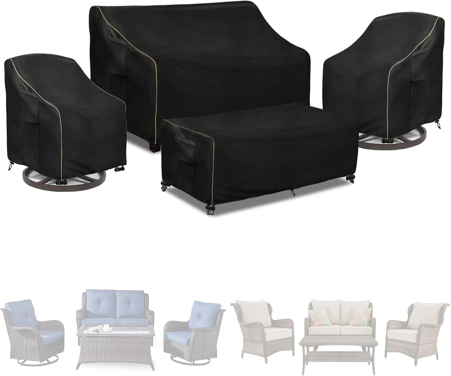 Special LSongSKY Outdoor Furniture Covers Waterproof,600D Heavy Duty Patio Furniture Covers for 6/7/8 PCS Sets Sectional Sofa Couch Rocking Swivel Chairs