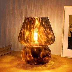 Alternative view of Special ONEWISH Mushroom Lamp Small Vintage Table Lamp for Bedroom Nightstand, Dimmable