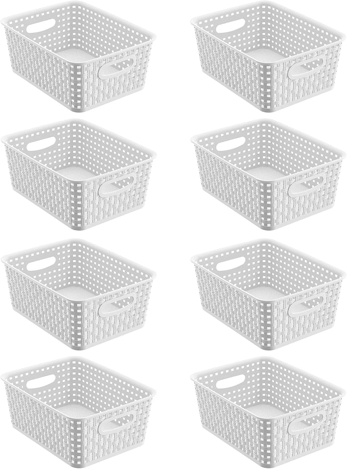 Special Black Storage Baskets, Plastic Woven Organizer Baskets, Stackable Shelf Baskets for Closet, Pantry