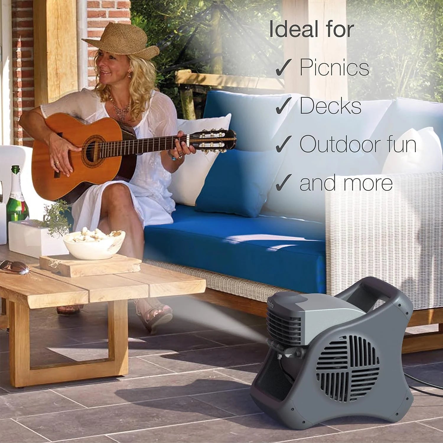Special Lasko Misto Outdoor Misting Blower Fan, for Sports, Camping, Decks & Patios, 3 Speeds, 15, Black, 7050 - Image 5
