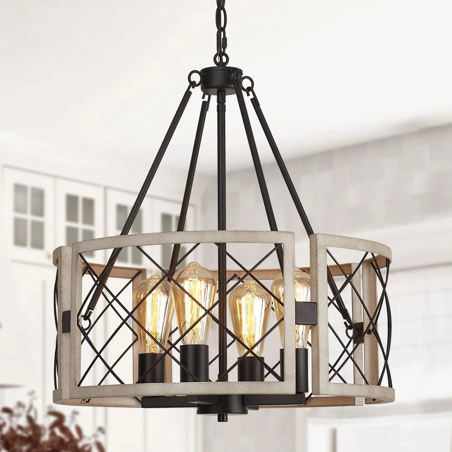 Special SANTOSTOCK D19” Farmhouse Chandelier, Rustic Hanging Lights for Entryway Foyer Bedroom Living Room - Image 3