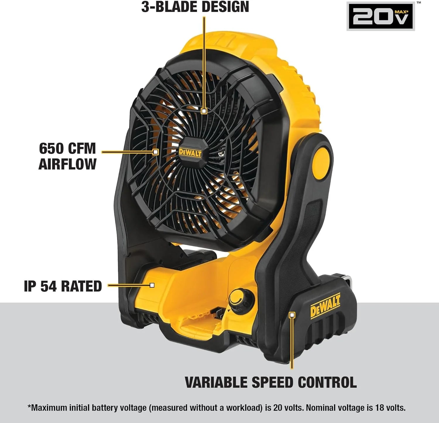 Special 20V MAX Portable Fan, Battery Powered Rechargeable Cordless Shop Fan, Up to 4.5 Hrs Runtime, 650 CFM - Image 2