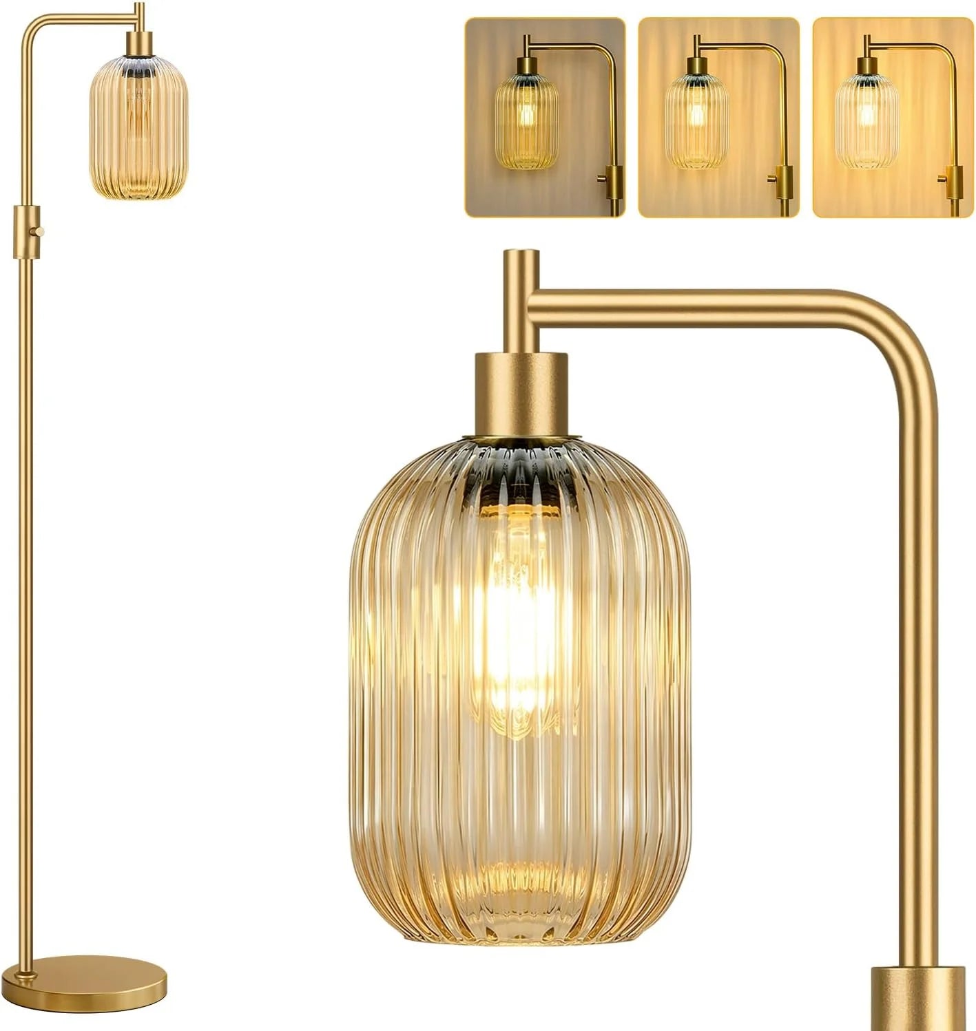 Special Dimmable Floor Lamp for Living Room with Clear Glass Lampshade, Bulb Included, 900LM, Arc Standing Tall Lamp for Bedroom - Image 13