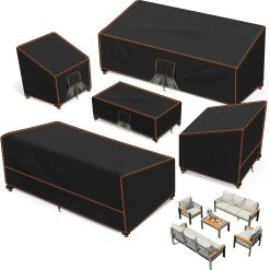 Special Furniture Set Covers for Outdoor Waterproof 5 Piece, XX-Large, Black