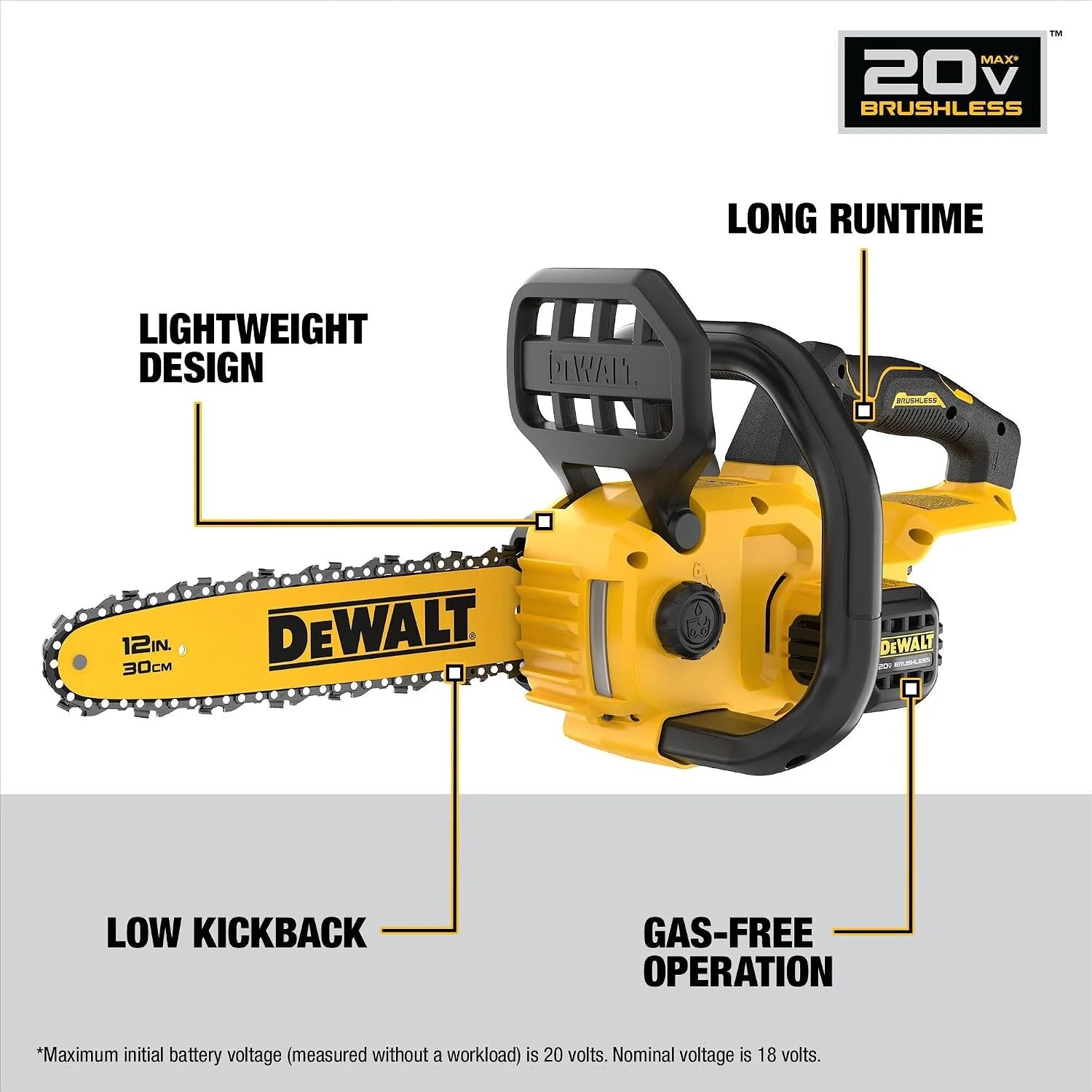 Special 20V MAX 12 in. Cordless Chainsaw, Bare Tool Only (DCCS621B) - Image 3