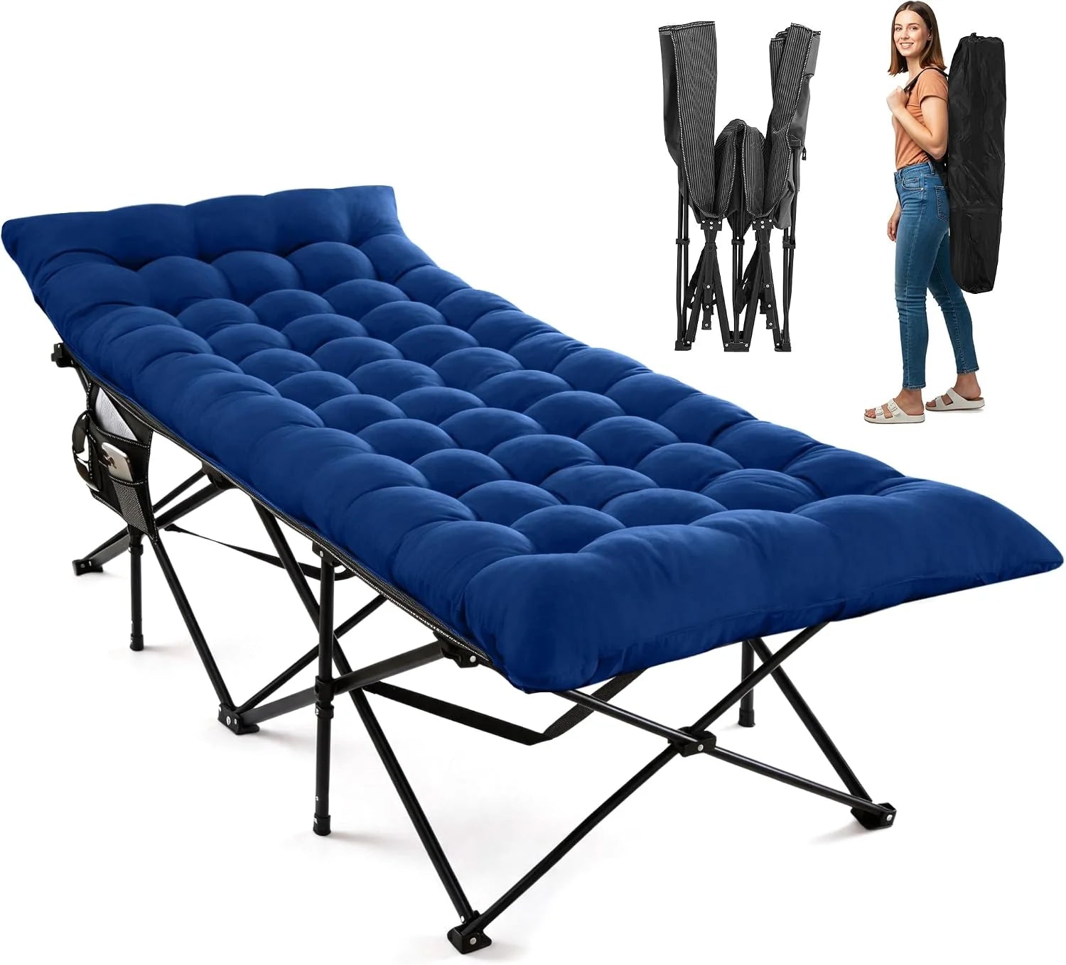 Special Camping Cot for Sleeping 28 Extra Wide, Heavy-Duty 1200D Oxford Foliding Cots for Adults Portable with Mattress - Image 3