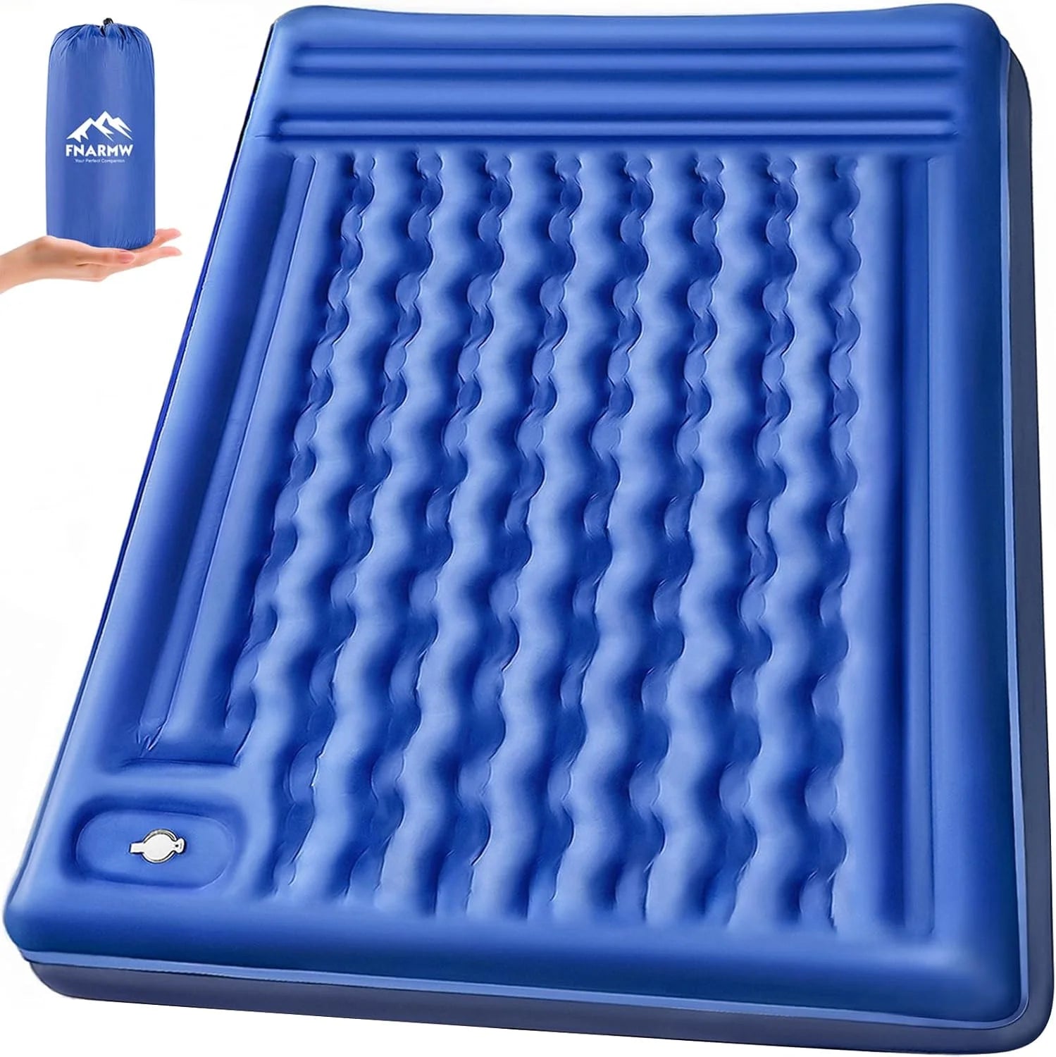 Special Double Sleeping Pad Camping, Self Inflating 6" Extra-Thick 2 Person Pillow Built-in Foot Pump Waterproof