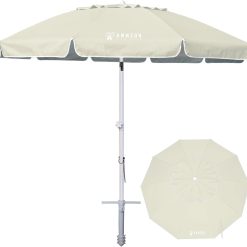 Special AMMSUN 8 Feet Large Beach Umbrella with Sand Anchor Heavy Duty High Wind Portable Outdoor Umbrellas UV 50+ Protection