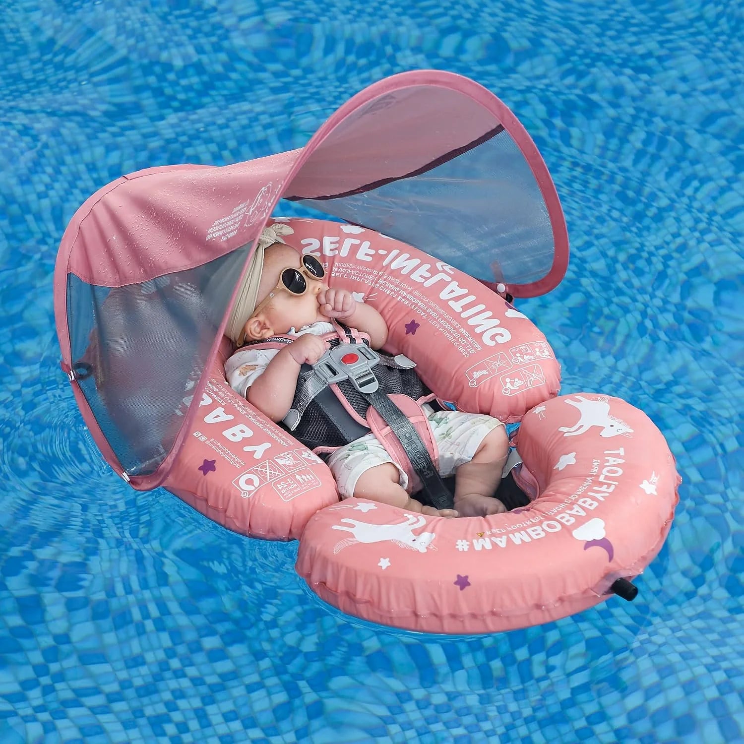 Special Mambobaby Baby Pool Floats Hammock with Canopy, Portable Swimming Floating Toys Self-Inflating Water Hammock Pool
