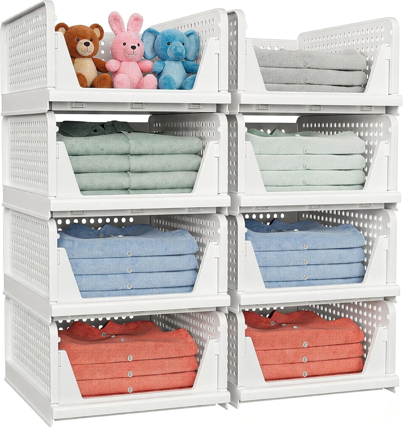 Special Stackable Closet Storage Basket, Stackable Storage Bins, Multifunctional & Foldable Closet Organizer