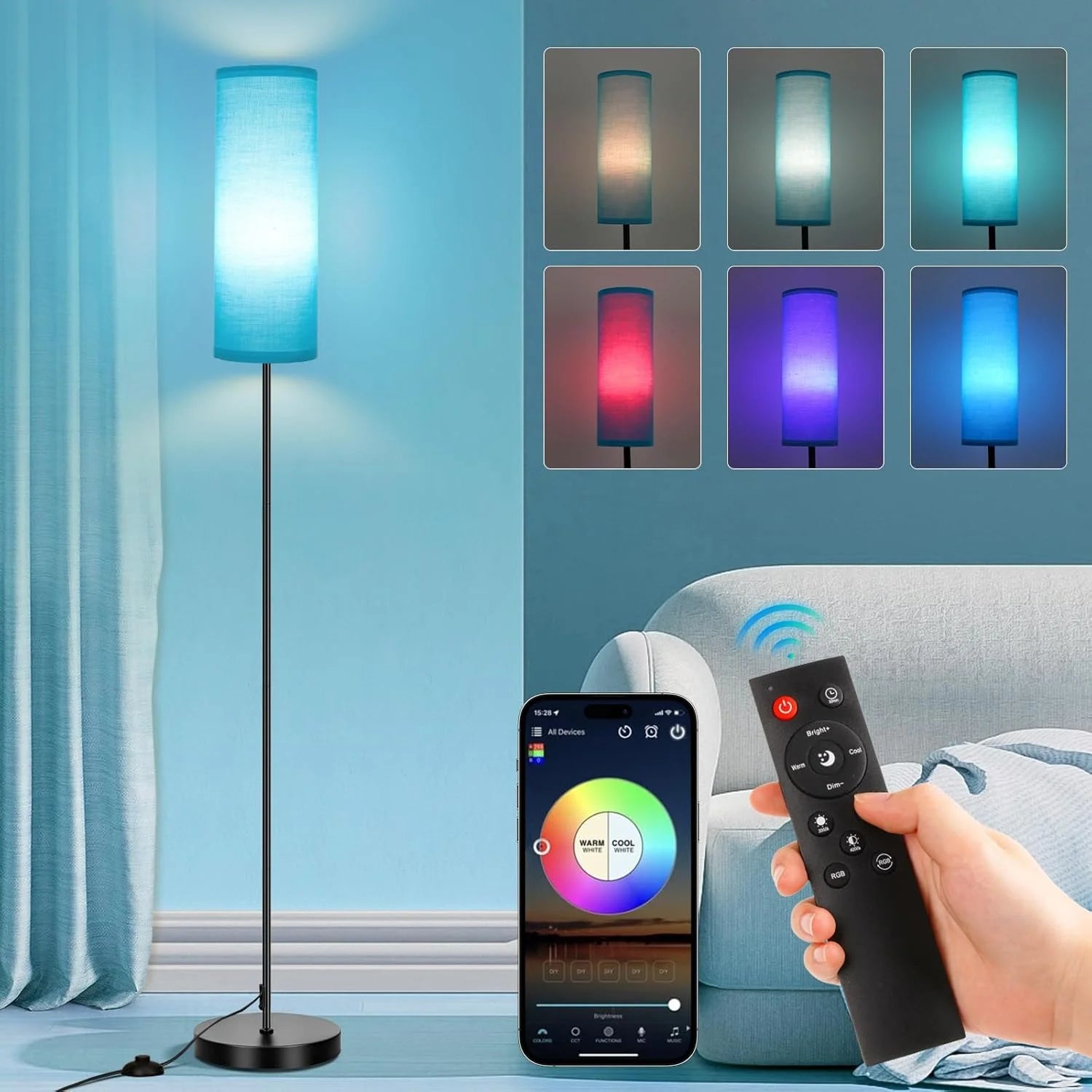 Special FRIDEKO HOME 2 Pack Floor Lamp, Dimmable, Modern Floor Lamp with Remote - Image 3