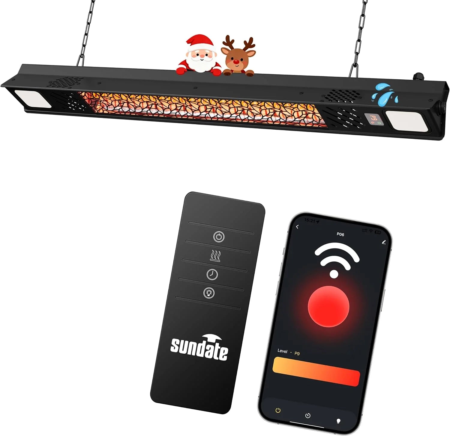 Special Hanging Electric Patio Heater with Light Ceiling Outdoor, Wifi Control, 1500W Infrared 9 Heat Levels, 24H Timers - Image 2