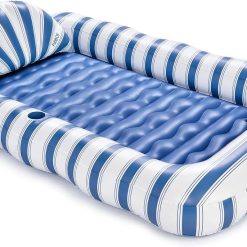 Alternative view of Special FUNBOY Blue & Green Stripe XL Tanning Pool Lounger Float with Pillow