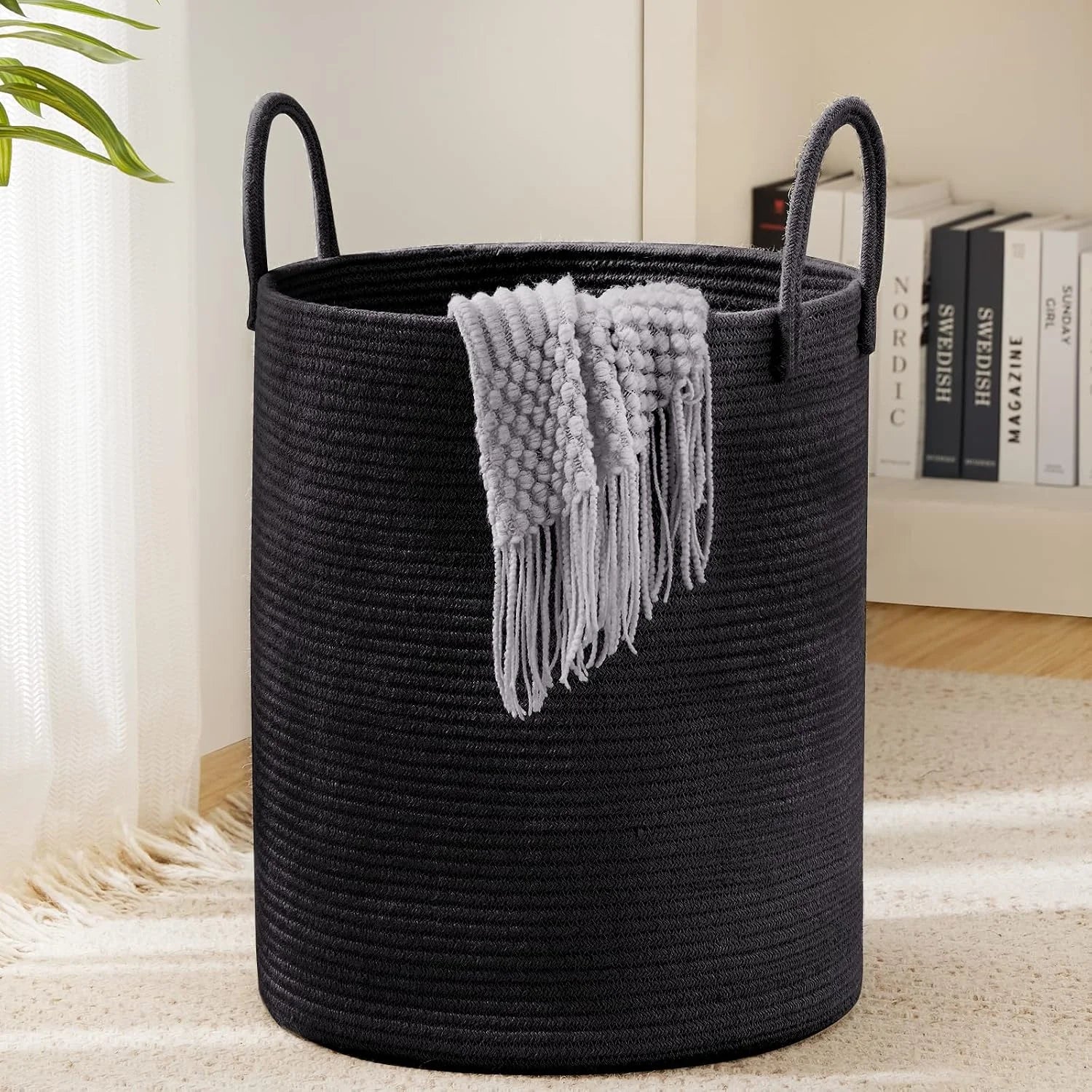 Special YOUDENOVA Jute Rope Laundry Hamper Basket, 58L Blanket Basket for Nursery, Large Woven Laundry Hamper with Sturdy - Image 8