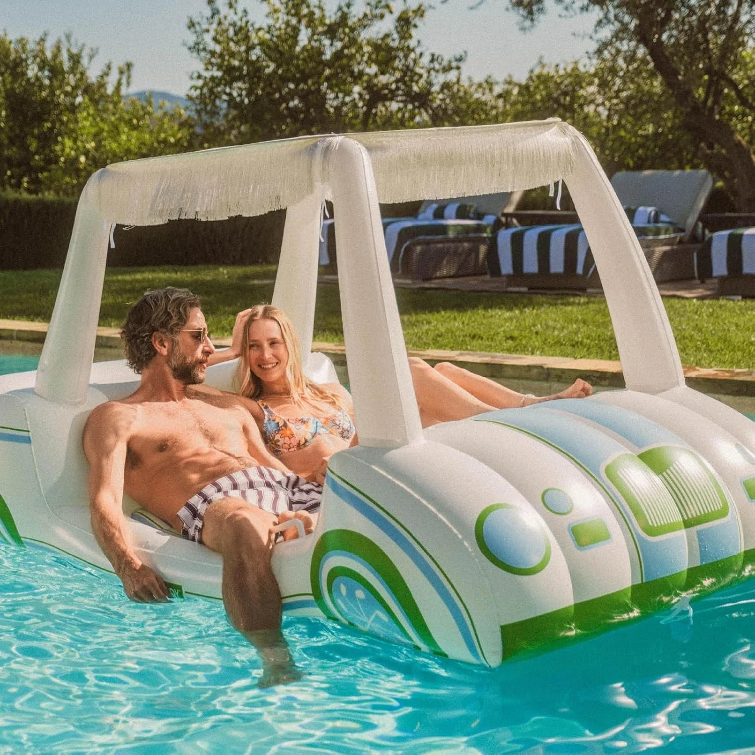 Special Giant Inflatable Luxury Golf Cart Pool Float, Two Cup Holders - Image 2