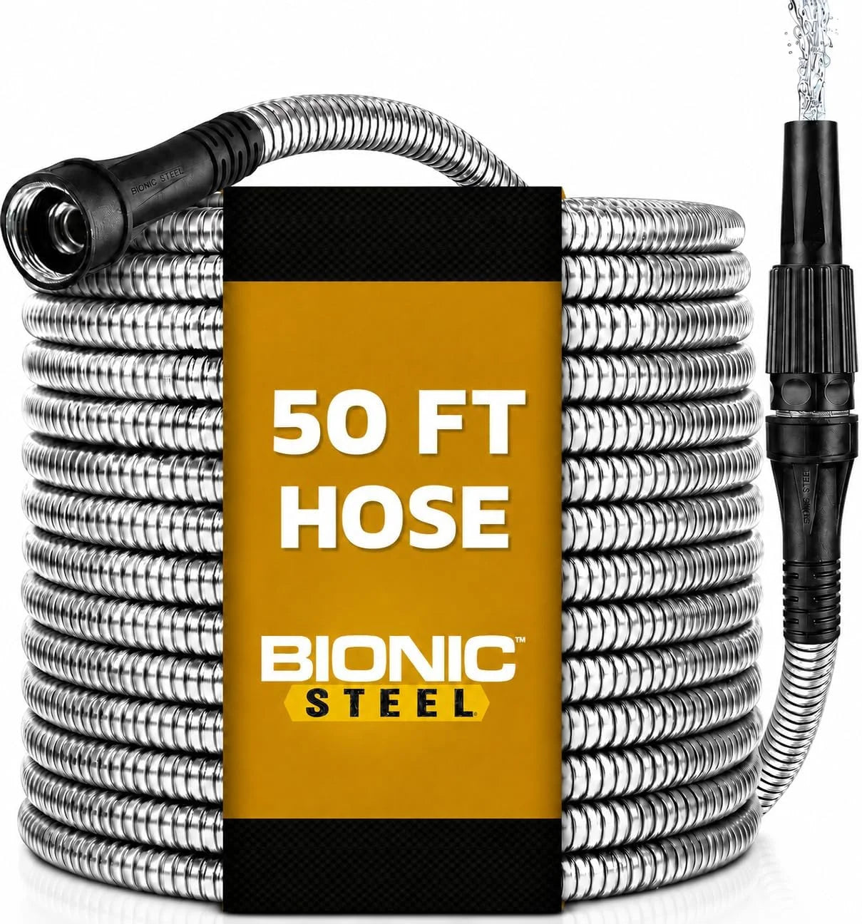 Special STEEL 150 Ft Metal Garden Hose with Sprayer Nozzle, Non Kinking Design, Stainless Steel Heavy Duty Water Hose - Image 7