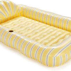 Special FUNBOY Blue & Green Stripe XL Tanning Pool Lounger Float with Pillow