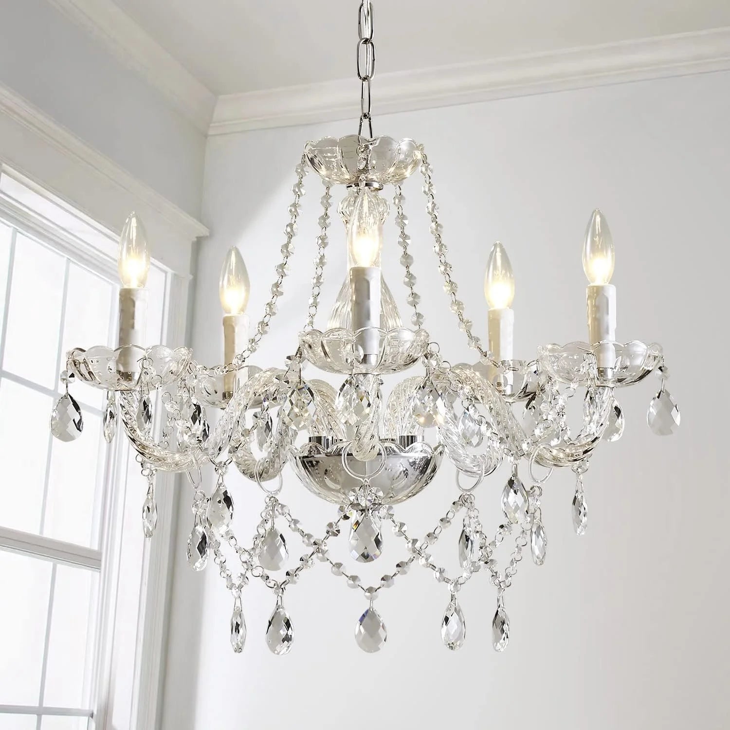 Special Mossi 5 Light Modern Contemporary Elegant K9 Crystal Glass Chandelier Pendant Ceiling Lighting Fixture - Image 7