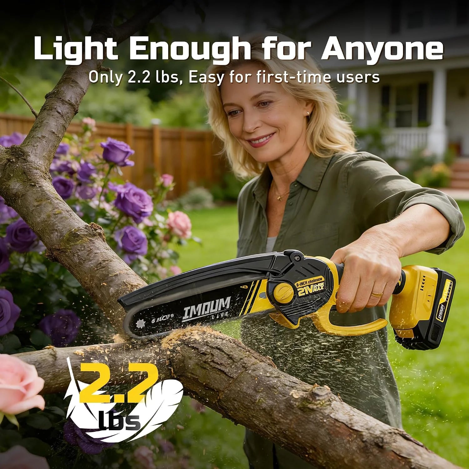 Special Mini Chainsaw Cordless, 21V 2.0Ah Battery Powered Electric Pruning Saw, One-Hand Chain Saw for Tree Trimming