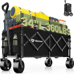 Alternative view of Special HIKEMOON 34" Extra Long Folding Wagon Wide Wheels, 120L 360LBS Black