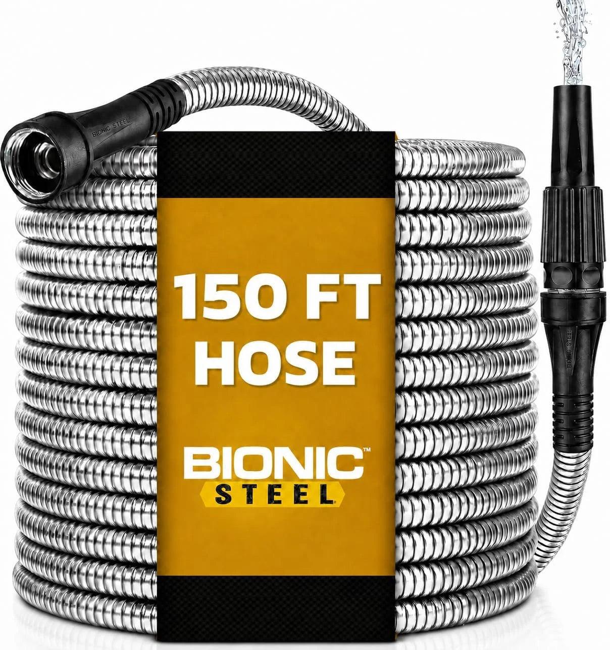 Special STEEL 150 Ft Metal Garden Hose with Sprayer Nozzle, Non Kinking Design, Stainless Steel Heavy Duty Water Hose - Image 5