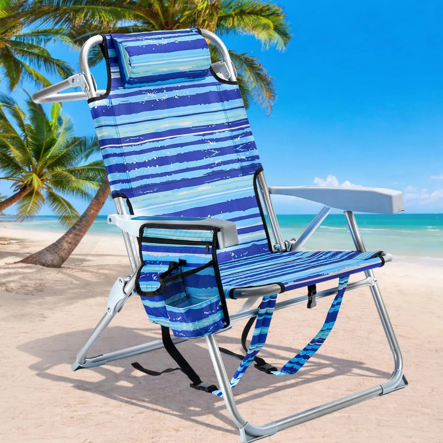 Special GVDV 2 Pack Backpack Beach Chairs for Adults, Mid-Height Foldable Chair with Lay Flat Position - Image 4