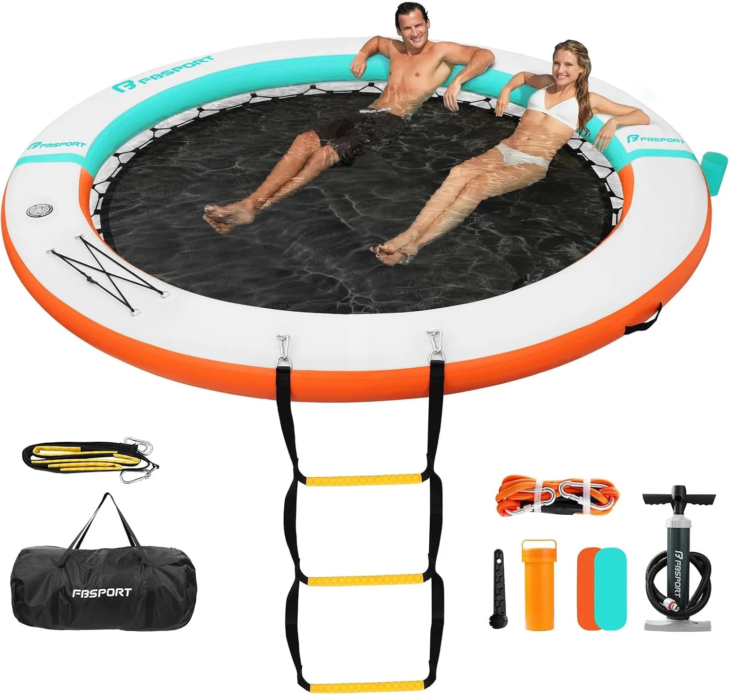 Special Inflatable Water Hammock Round Floating Ring, 10/8/6ft Inflatable Dock Floating Platform for Lake W/Cupholder