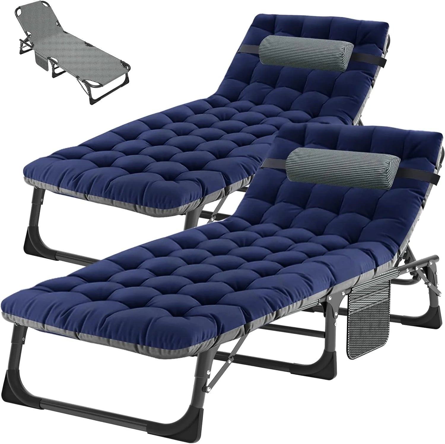 Special Heavy Duty Tanning Chair, Outdoor 5-Position Folding Chaise Lounge Chair with Pad, Portable Beach Lounge Chair - Image 8