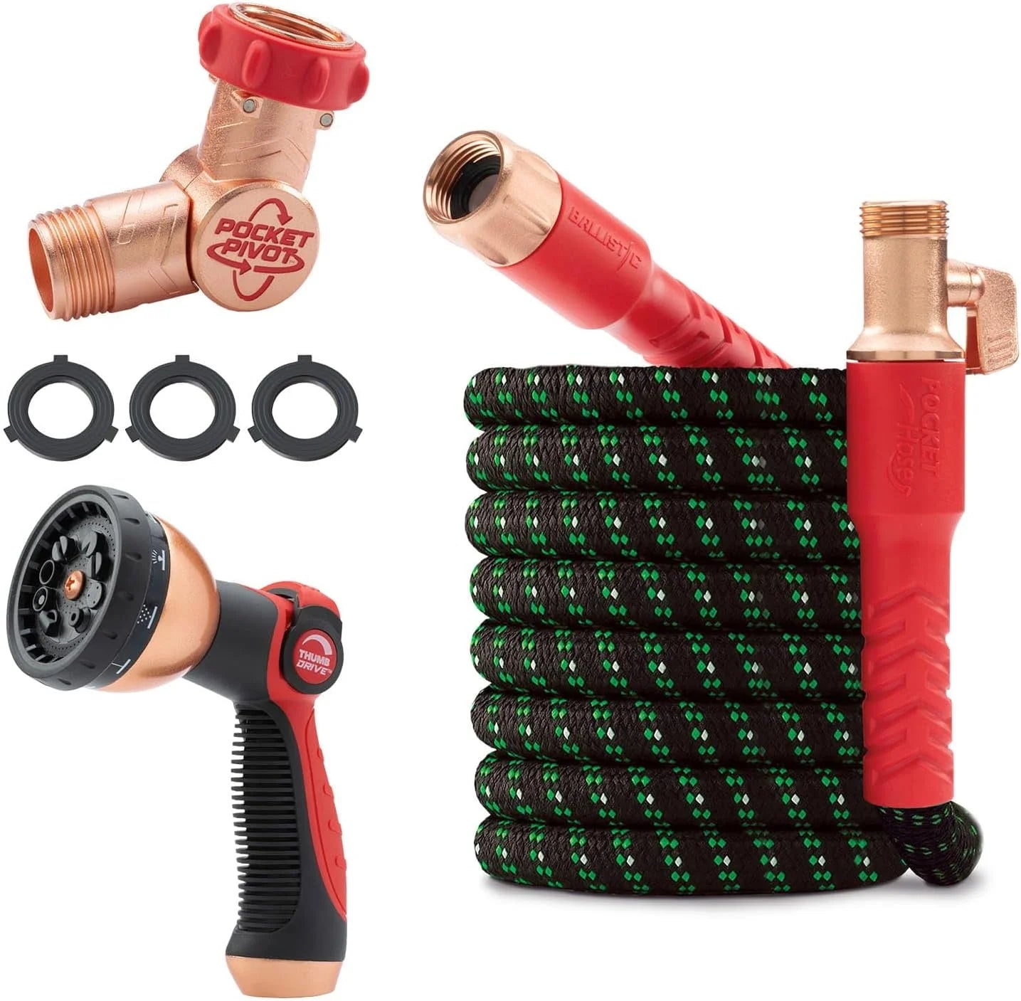 Special Pocket Hose Ballistic Double UV Edition 100 FT Expandable Garden Hose w/Pocket Pivot Swivel Connector - Image 2