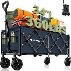 Alternative view of Special 34” Extra Long Folding Portable Wagon Cart, 120L 360LBS Black, Heavy Duty