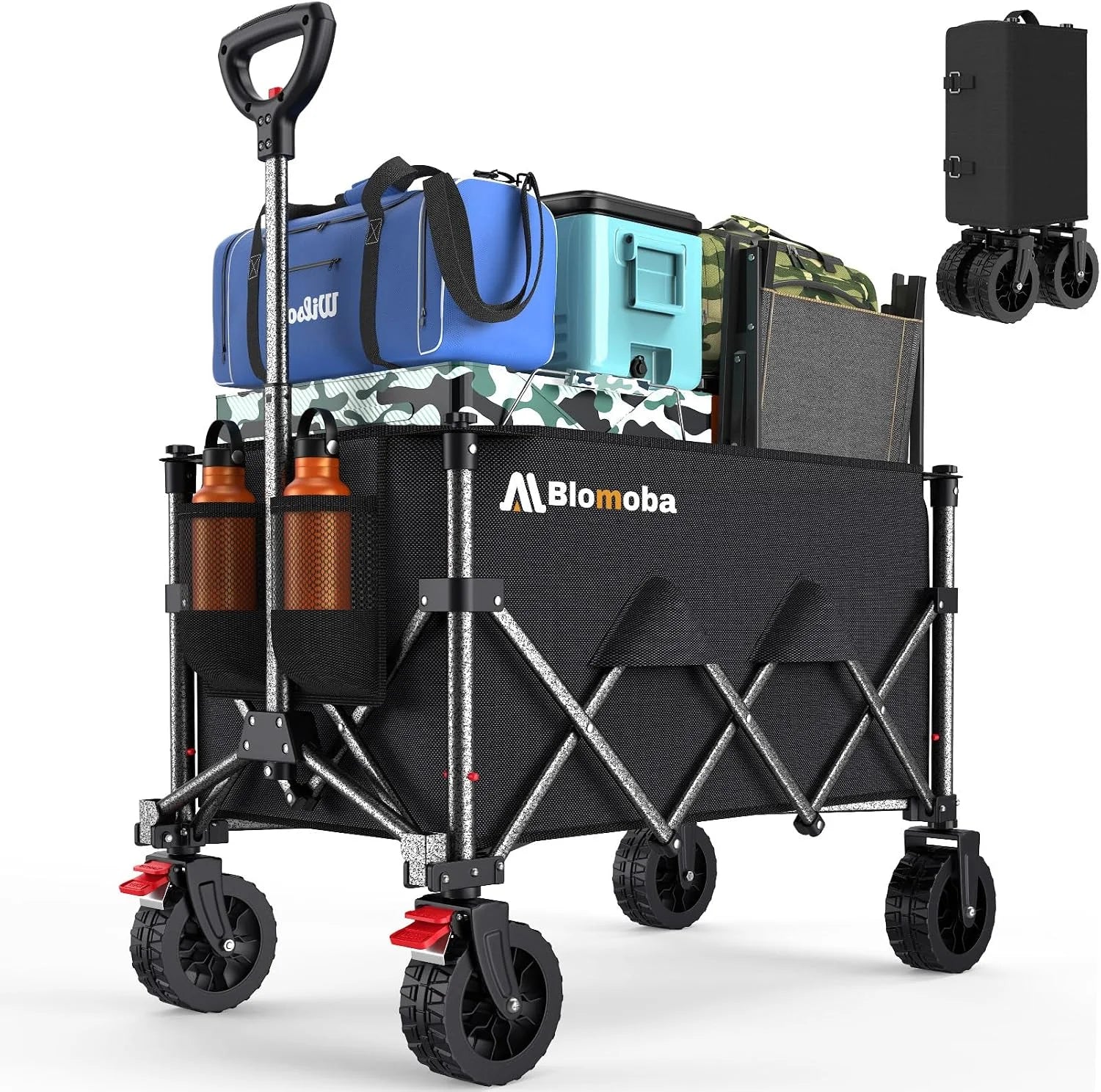 Special Blomoba Collapsible Wagon Cart, 220LBS Utility Wagon with Wheels, Black - Image 2